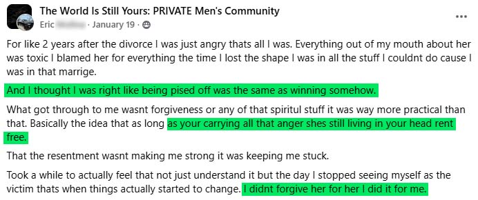 Eric's story — forgiveness wasn't for her, it was for me